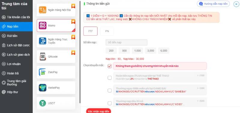 Giao dịch nạp rút tiền linh hoạt và nhanh chóng