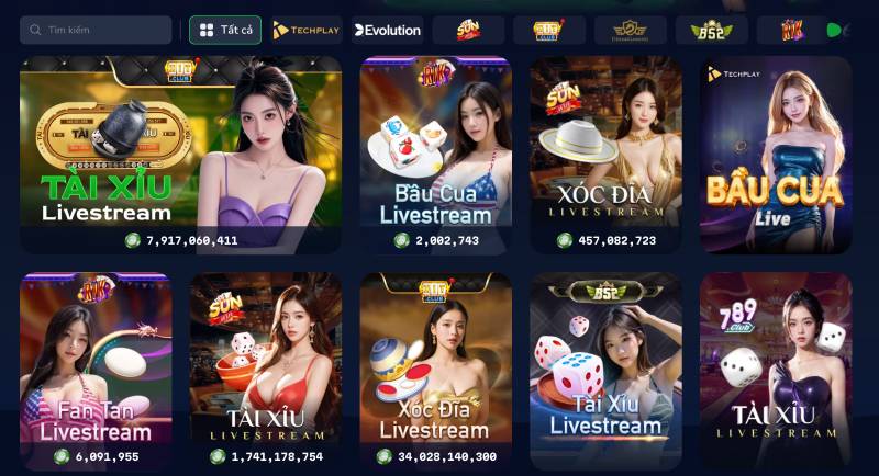 Trò chơi sòng bài phát trực tiếp với dealer thật